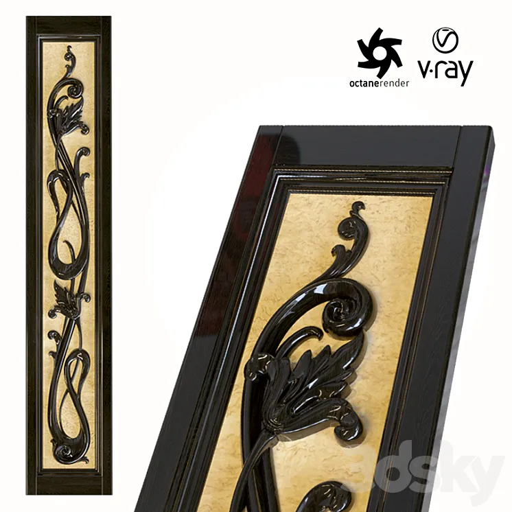 Wooden carved element 3D Model Free