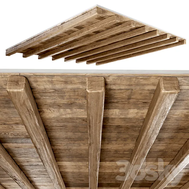 Wooden ceiling _ Wooden pitched ceiling 3DModel