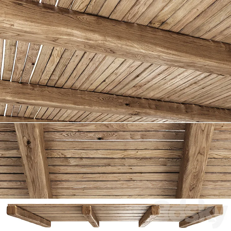 Wooden Ceiling V4 \/ Straight wooden ceiling 3D Model Free Download