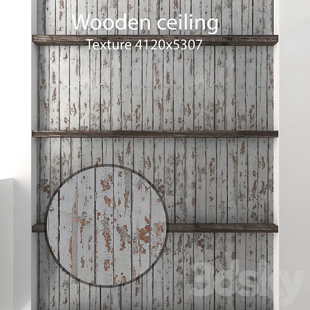 Wooden ceiling with beams 16 3D Model