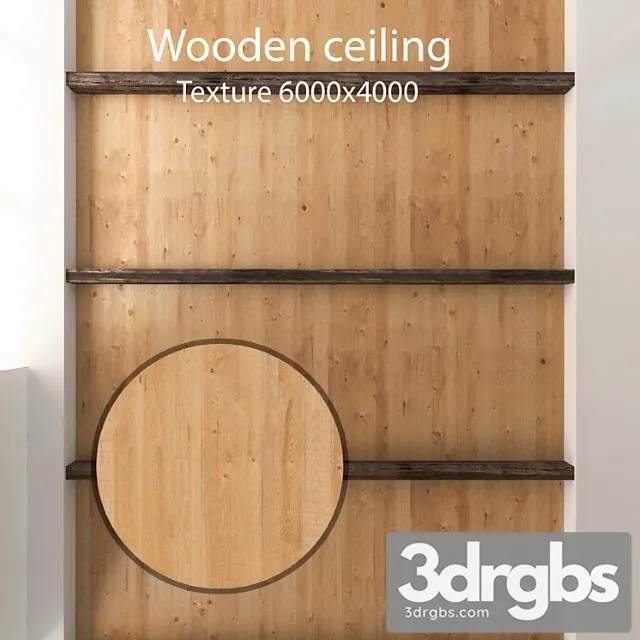 Wooden Ceiling With Beams 18 3D Model Download