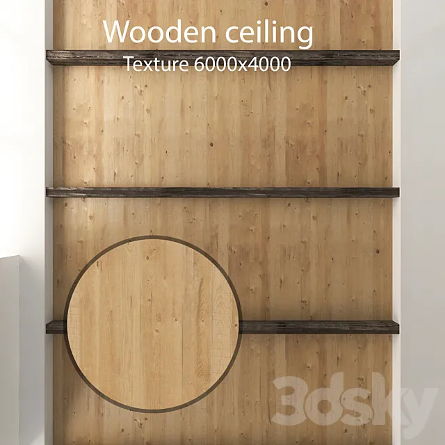 Wooden ceiling with beams 18 3D Model