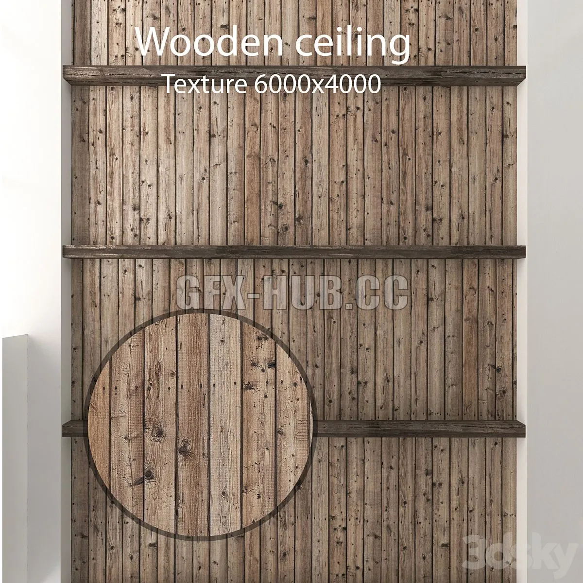 Wooden ceiling with beams 21 3D Model