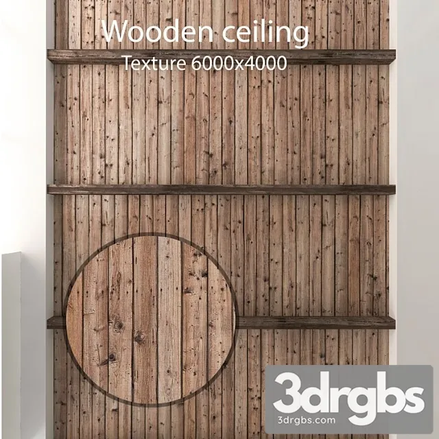 Wooden Ceiling with Beams 21 3D Model Free