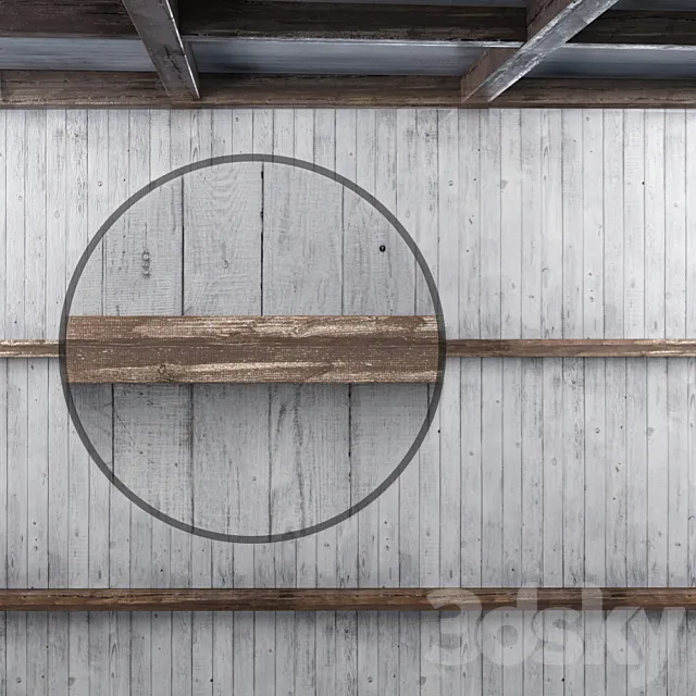 Wooden ceiling with beams 3D Model