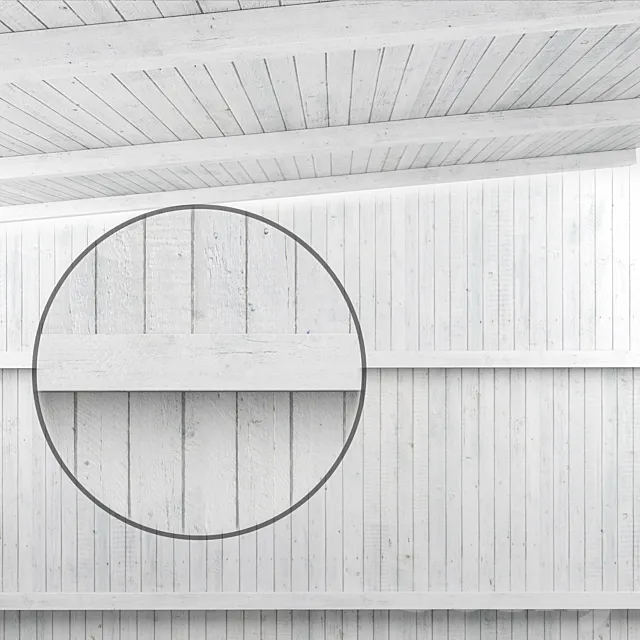 Wooden ceiling with beams (white wood) 3DModel