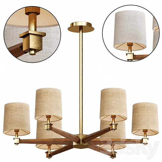 Wooden chandelier Scandinavian style 3D Model