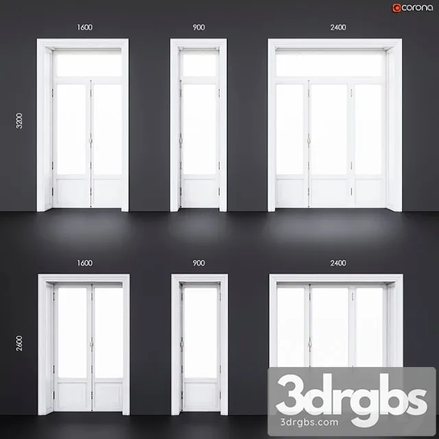 Wooden classical balcony doors 3D Model Free