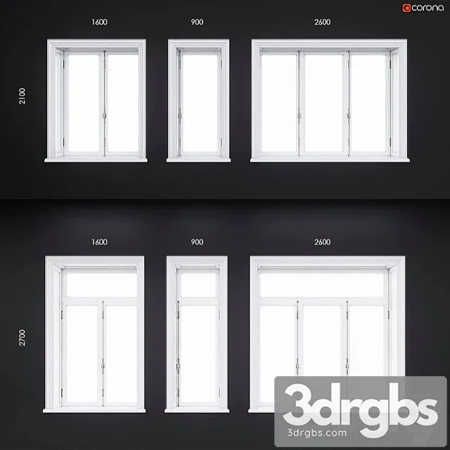 Wooden Classical Windows 3D Model Free