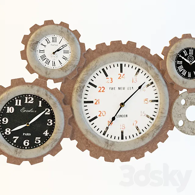 wooden clock DB002441 3DModel