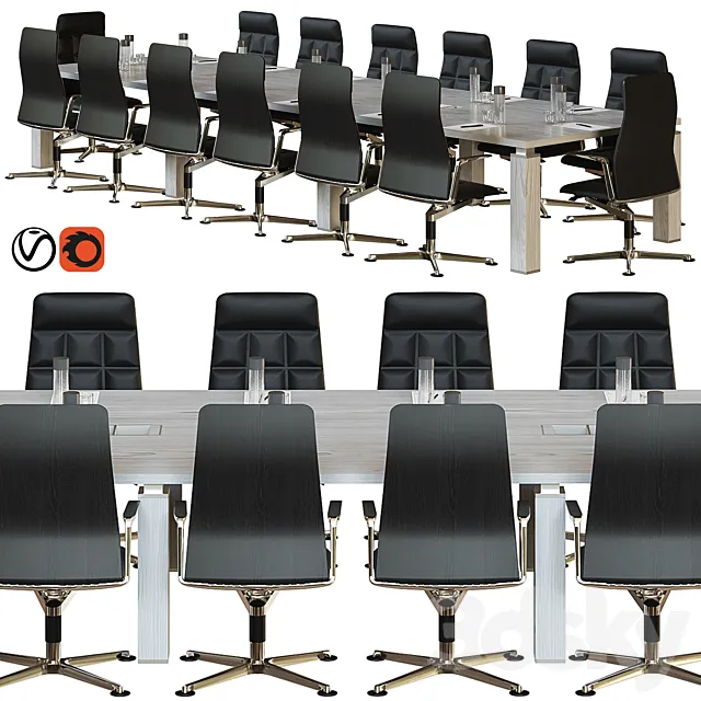 wooden conference table 3D Model