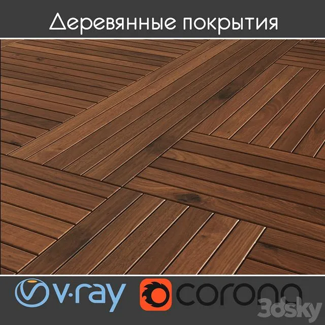 Wooden cover Quadrone from Listone Giordano 3D Model