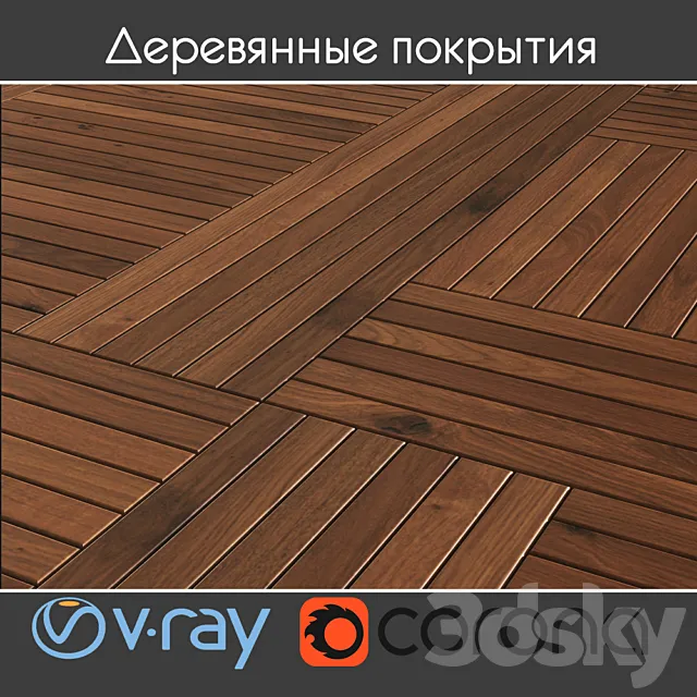 Wooden cover Quadrone from Listone Giordano. 3D Model