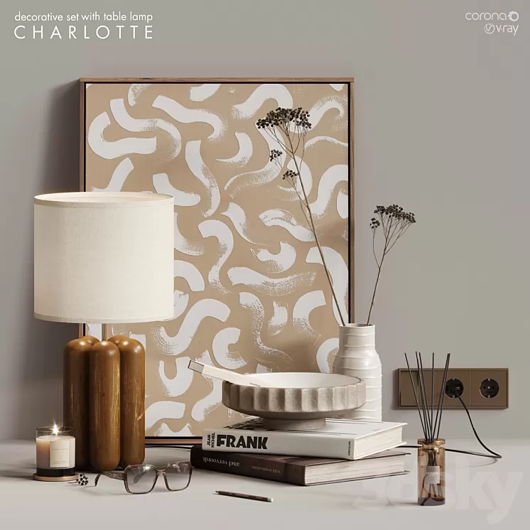 Wooden decor set 3D Model Free