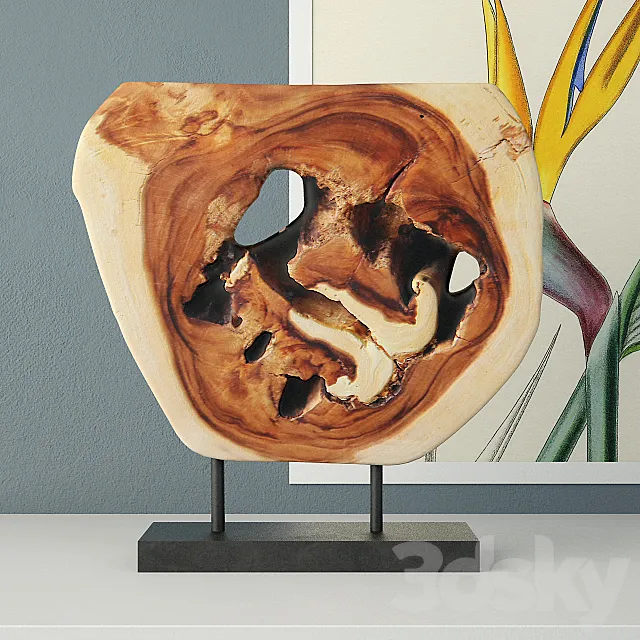 Wooden Decoration on Stand 3D Model