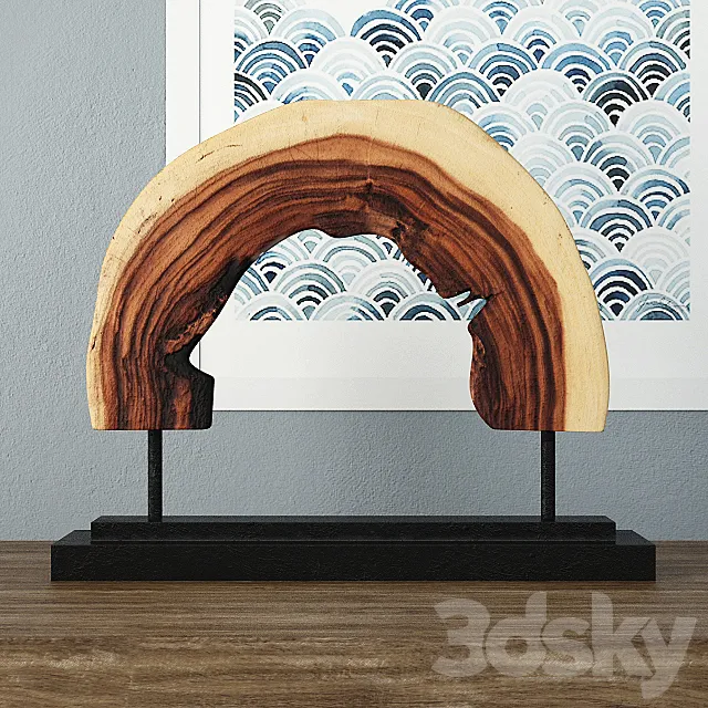 Wooden Decoration on Stand 3D Model