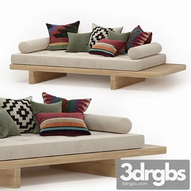 Wooden Divan 3D Model Free