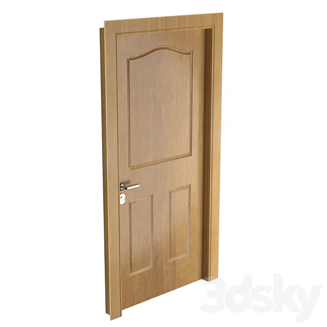 Wooden Door_3 Panels 3D Model