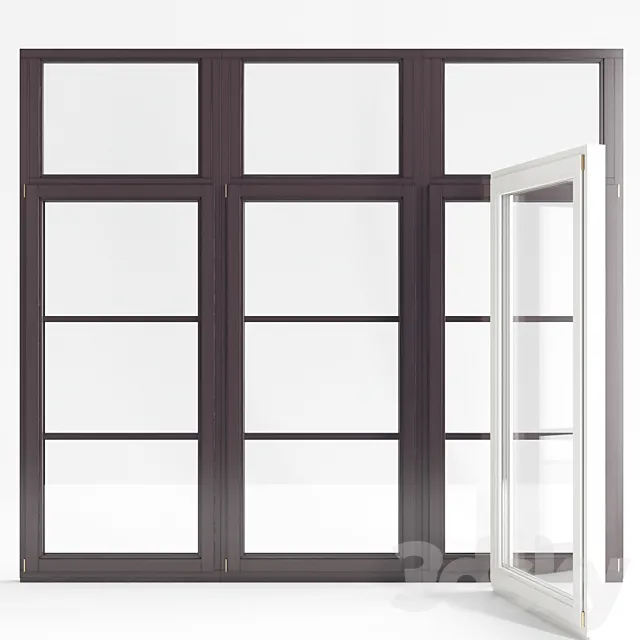 Wooden double-glazed windows 3D Model