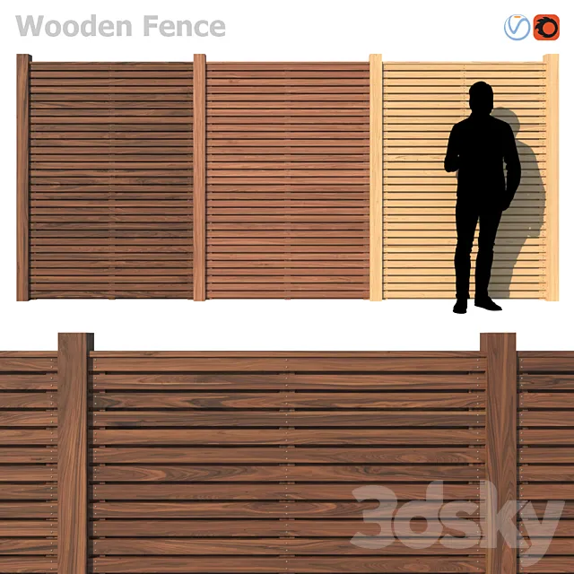 Wooden Fence 3D Model