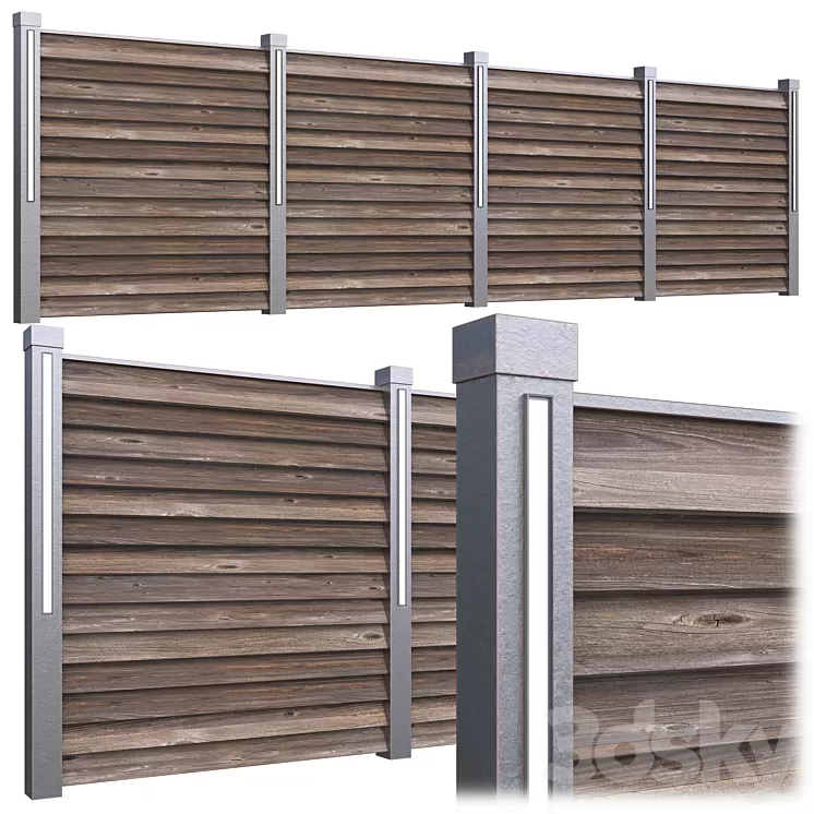 Wooden fence 3D Model