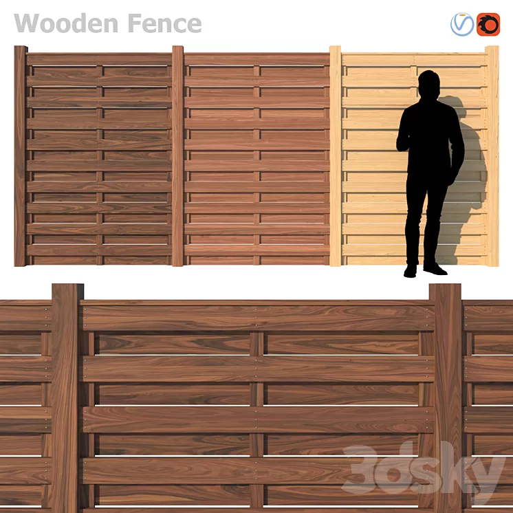 Wooden Fence III 3D Model