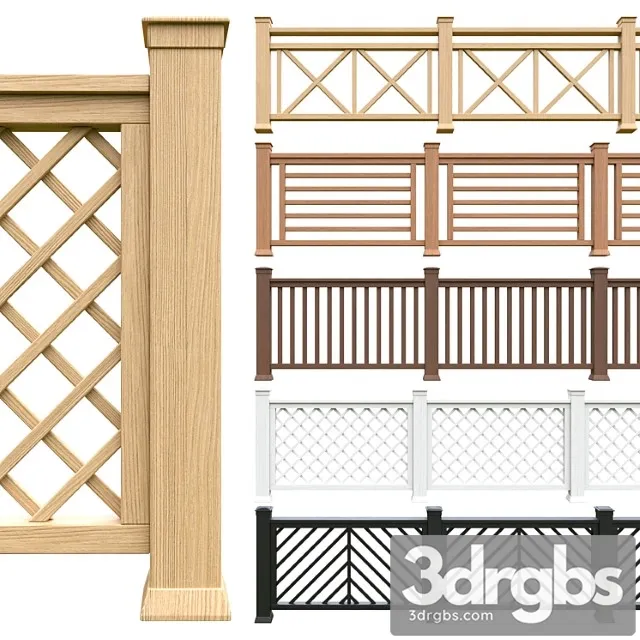 Wooden fencing 3D Model Download
