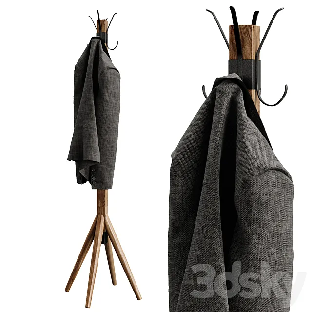 Wooden floor hanger jacket. clothes. hallway 3DModel