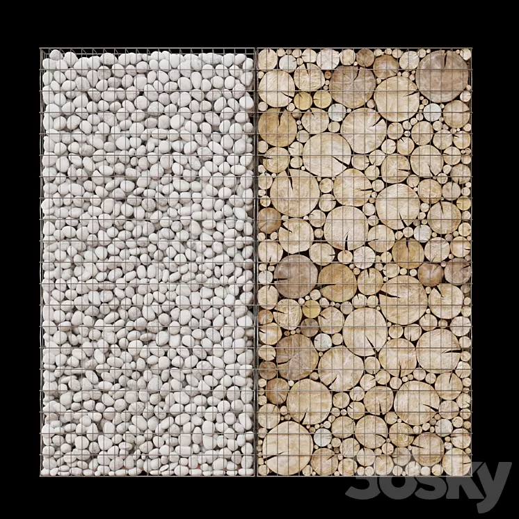 Wooden gabion 3D Model