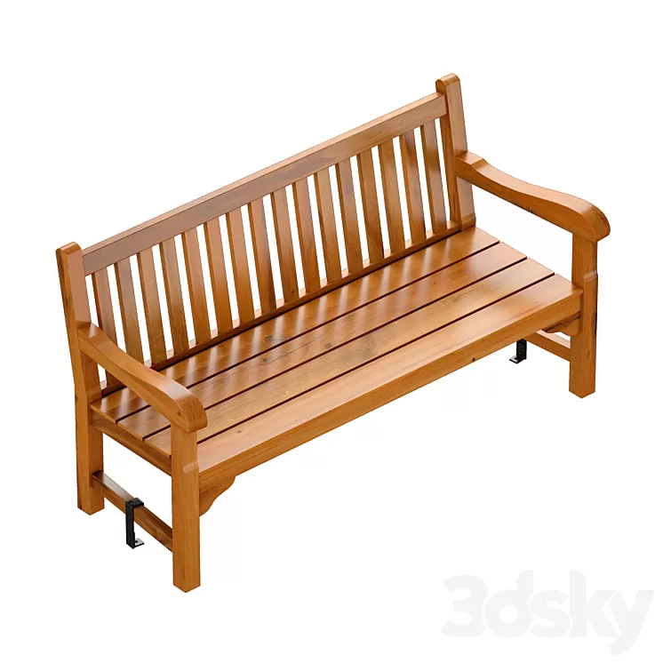 Wooden garden bench / park bench 3D Model
