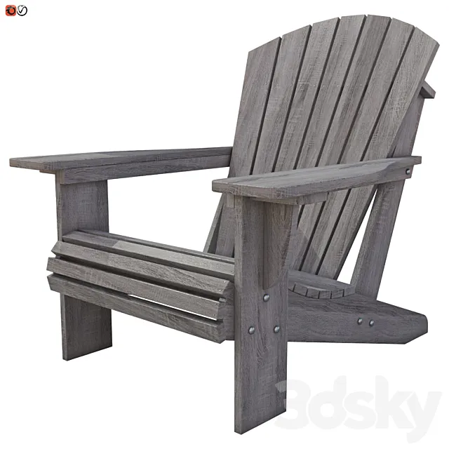 Wooden garden chair 04 3D Model