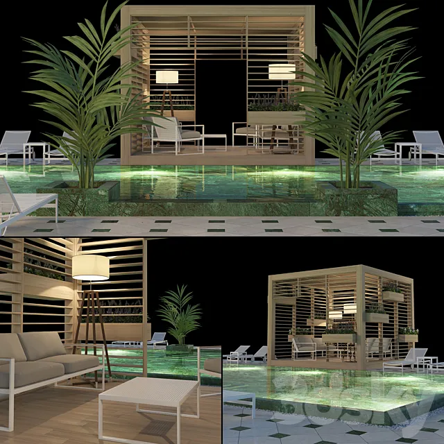 Wooden Gazebo And Swimming pool # 4 Free Download