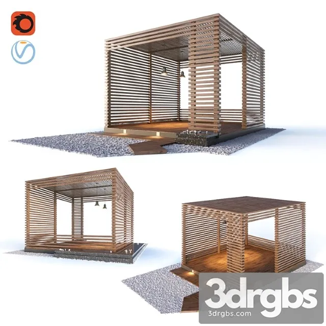 Wooden Gazebo In The Loft Style Free Download