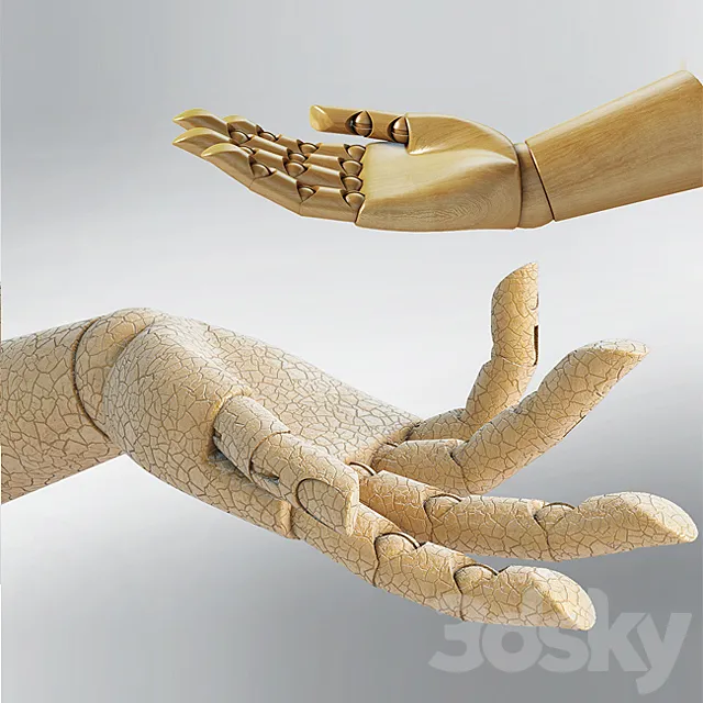 Wooden hand model for artists 3D Model