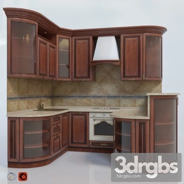 Wooden Klio Kitchen 3D Model Free