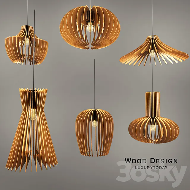 Wooden lamps 3D Model