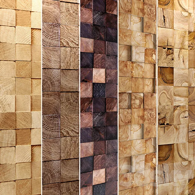 Wooden mosaic Collection decor for walls panels eco style natural decor design 3D Model