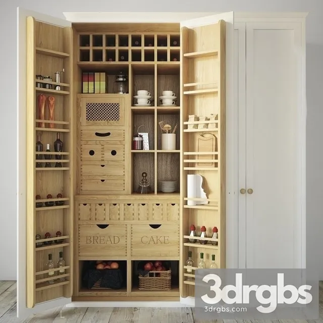 Wooden Organizer Cabinet 3D Model Free