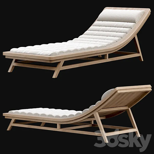 Wooden outdoor chaise lounge L15 3D Model