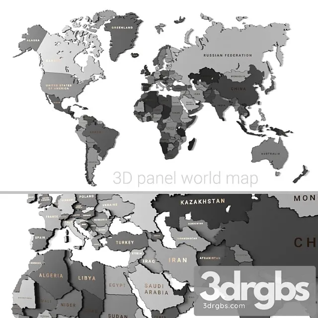 Wooden panel - world map gray Free Download