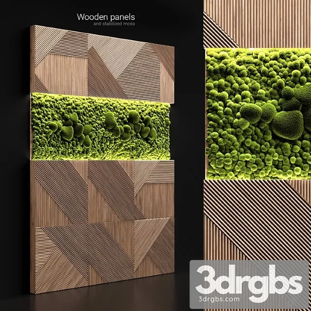 Wooden panels and stabilized moss 3D Model Free