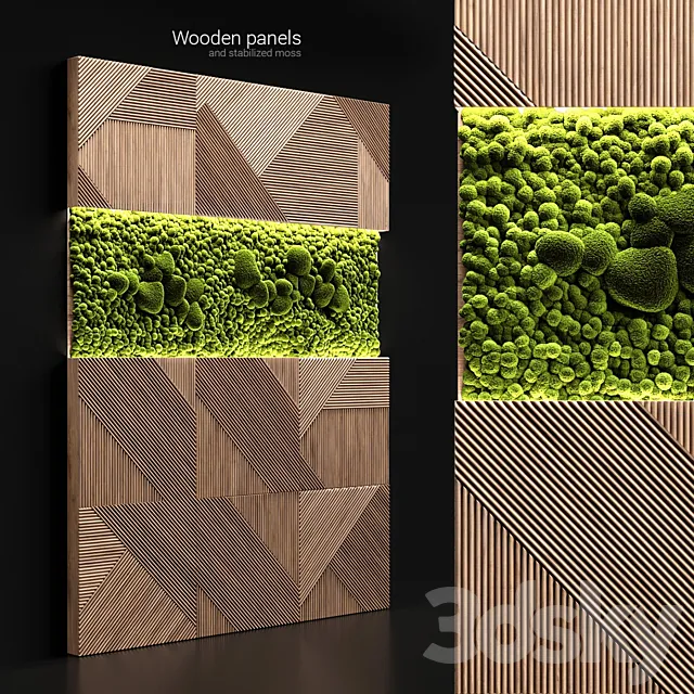 Wooden panels and stabilized moss 3DModel