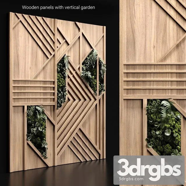 Wooden Panels and Vertical Garden 1 3D Model Free