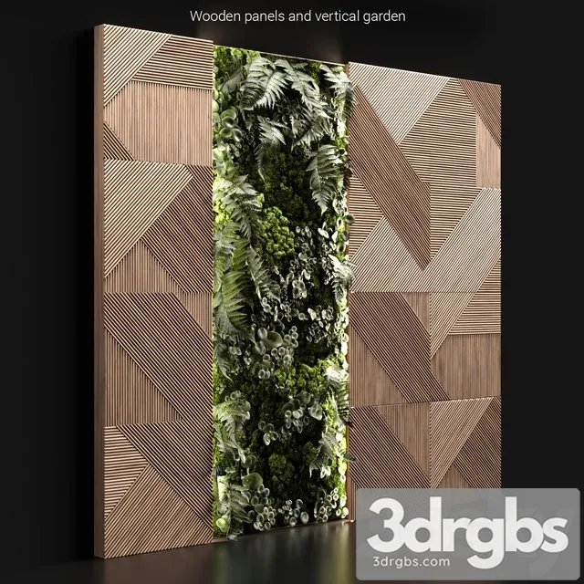 Wooden Panels and Vertical Garden 3D Model Free