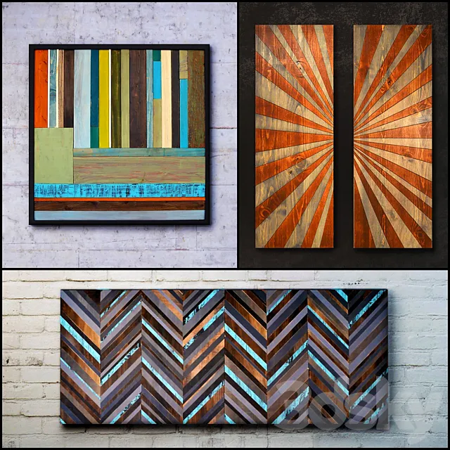 Wooden panels. Collection 15 3D Model