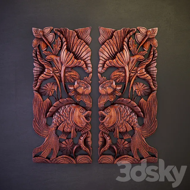 Wooden panels "Pisces" 3D Model
