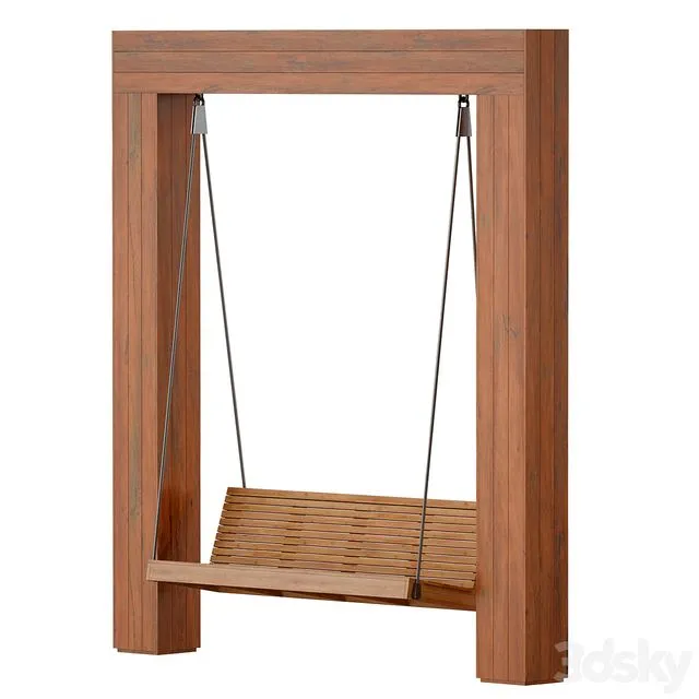 Wooden park swing made of light wood Free Download
