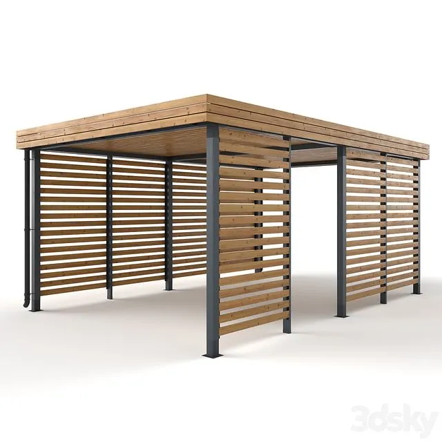 Wooden pergola canopy 4 3D Model