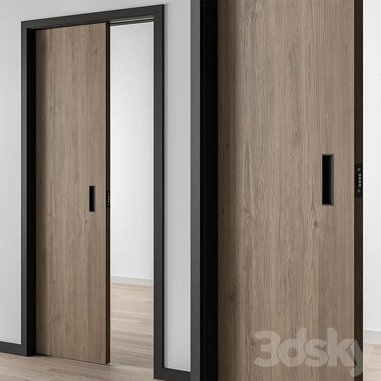 Wooden Pocket Door - Set 50 3D Model Free