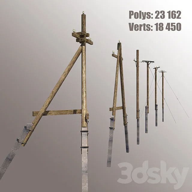Wooden poles 3DModel